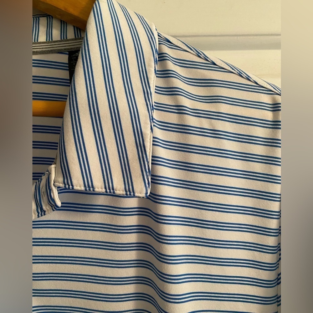 Adidas Men’s Striped Performance Golf Polo Size L - Picture 3 of 6